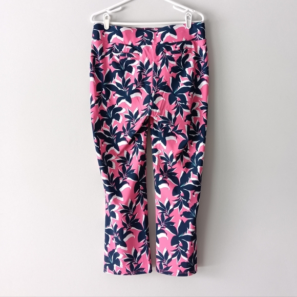 New Stella Parker Sport Floral Pants UPF 50 Tummy Control Pink Navy White Large - Picture 14 of 15